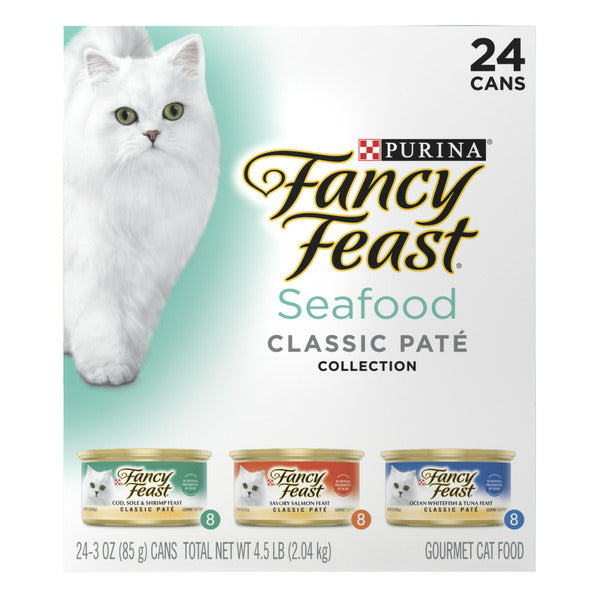 Purina Fancy Feast Seafood Classic Pate Collection Grain Free Wet Cat Food  DestGlow