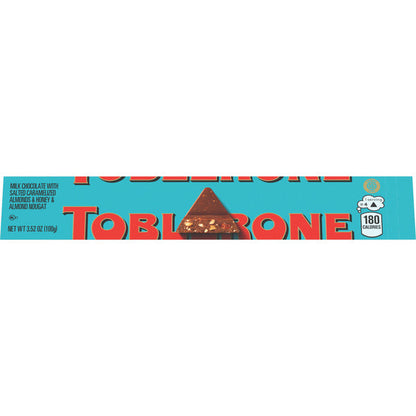 TOBLERONE Milk Chocolate Bar With Salted Caramelized Almonds And Honey And Almond Nougat 3.53 oz