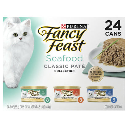 Purina Fancy Feast Seafood Classic Pate Collection Grain Free Wet Cat Food
