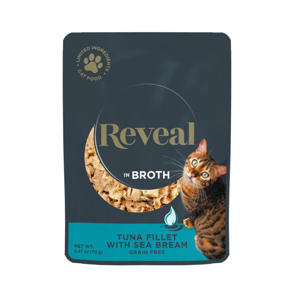 Reveal Natural Wet Cat Food, Tuna Fillet with Sea Bream in Broth