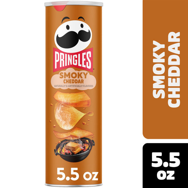 Pringles Smoky Cheddar Potato Crisps Chips, Lunch Snacks, 5.5 oz  DestGlow