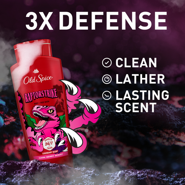 Old Spice Body Wash for Men, 24/7 Shower Clean, Raptorstrike  DestGlow