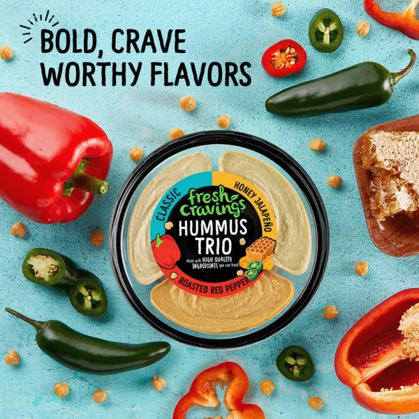 Fresh Cravings Hummus Trio, Classic/Honey Jalapeno/Roasted Red Pepper