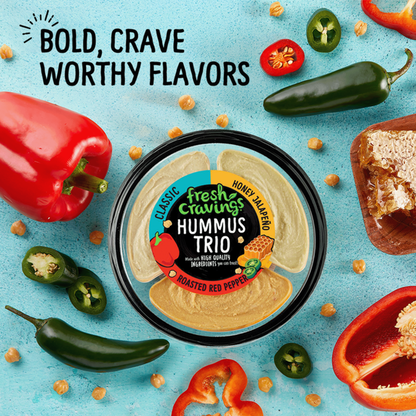 Fresh Cravings Hummus Trio, Classic/Honey Jalapeno/Roasted Red Pepper