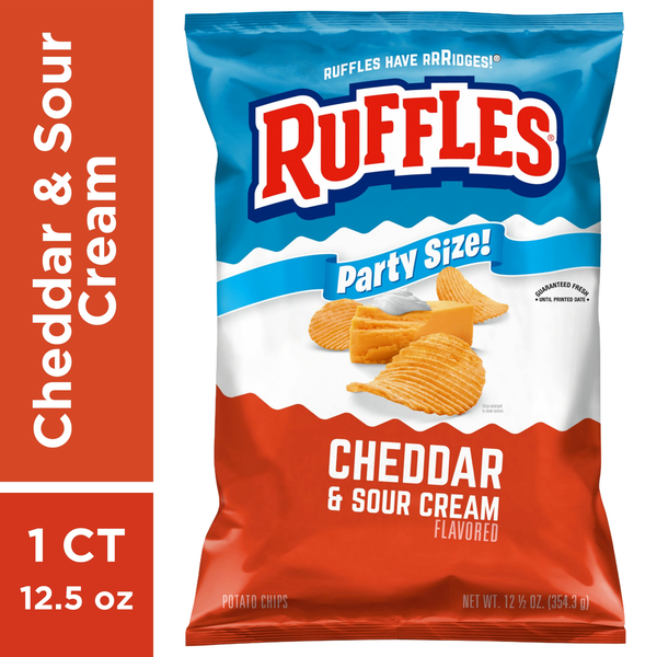 Ruffles Potato Chips, Cheddar &amp; Sour Cream Flavored, Party Size  DestGlow