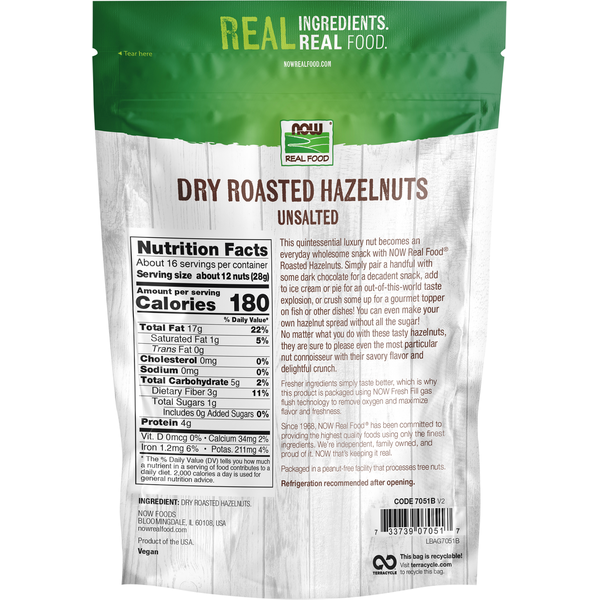 NOW Real Food Hazelnuts, Dry Roasted &amp; Unsalted  DestGlow