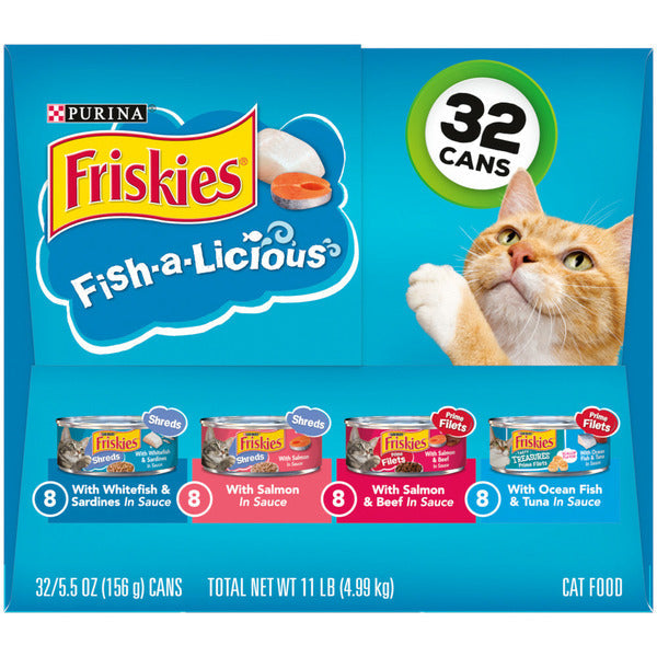 Purina Friskies Wet Cat Food , Fish-A-Licious Shreds, Prime Filets &amp; Tasty Treasures