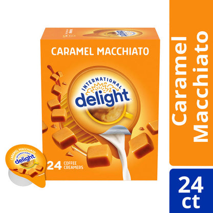 International Delight Coffee Creamer Singles, Caramel Macchiato, Shelf Stable Flavored Creamer, 24 Ct, 0.44 FL OZ, Pre-Portioned Creamers