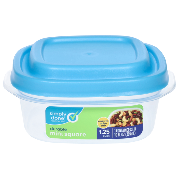 Simply Done Container &amp; Lid, Durable, Mini Square, 1.25 Cup  DestGlow