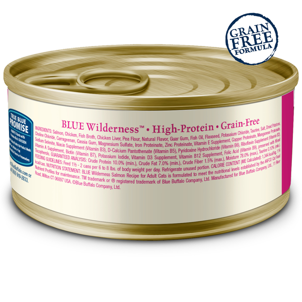 Blue Buffalo Wilderness High Protein Grain Free, Natural Adult Pate Wet Cat Food, Salmon  DestGlow