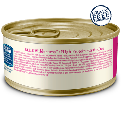 Blue Buffalo Wilderness High Protein Grain Free, Natural Adult Pate Wet Cat Food, Salmon  DestGlow