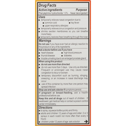 Neo-Synephrine Nasal Spray, Extra Strength, Non-Drowsy, Cold + Allergy