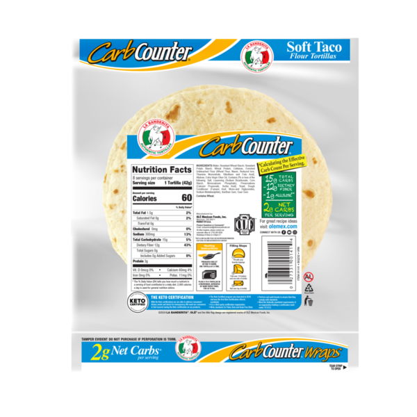La Banderita Carb Counter 8" Flour Tortillas, Keto Certified  DestGlow