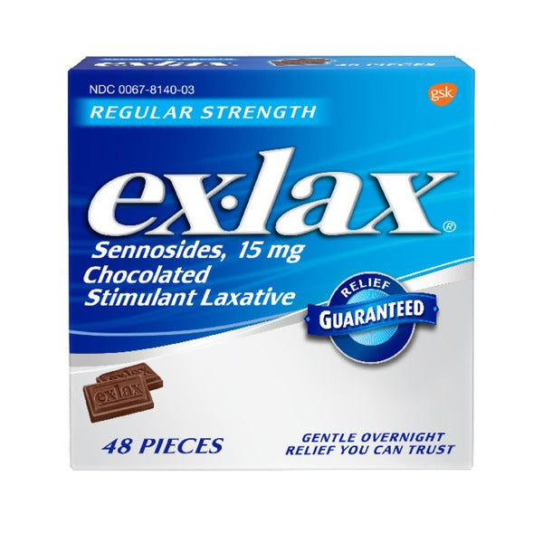 GSK ex-lax Regular Strength Stimulant Laxative Chocolated Pieces  DestGlow