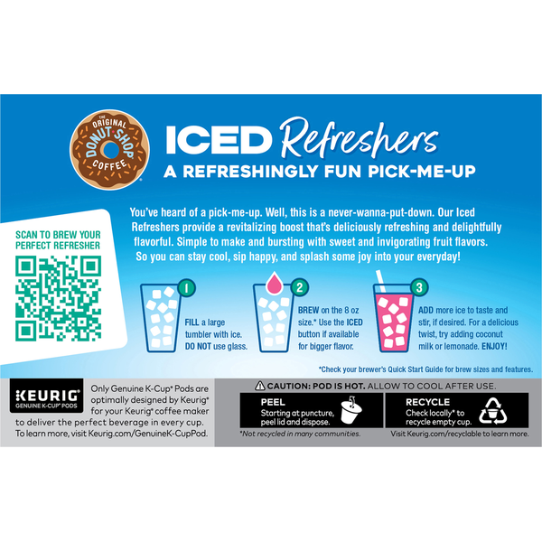 The Original Donut Shop Beverage Mix, Strawberry Acai, Iced Refreshers, K-Cup Pods