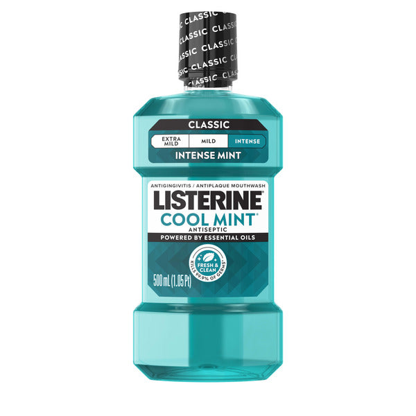 Listerine Cool Mint Intense Antiseptic Mouthwash for Bad Breath, 500 mL  DestGlow
