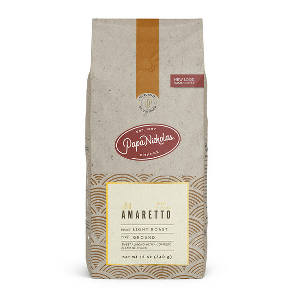 PapaNicholas Coffee Amaretto Light Roast Ground Coffee  DestGlow