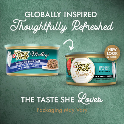 Purina Fancy Feast Grain Free Broth Wet Cat Food, Medleys Shredded Tuna Fare With Garden Greens  DestGlow