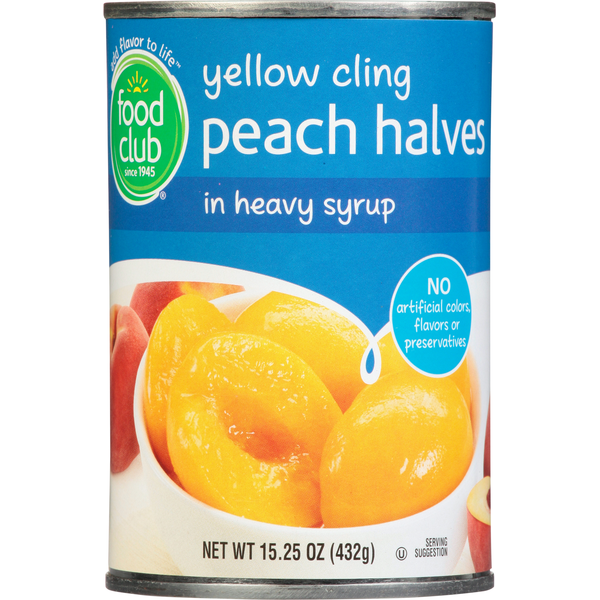 Food Club Peach Halves in Heavy Syrup, Yellow Cling  DestGlow