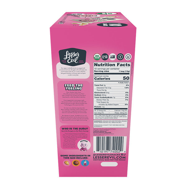 LesserEvil  Organic Popcorn, Snack Pack Box, Himalayan Pink  DestGlow