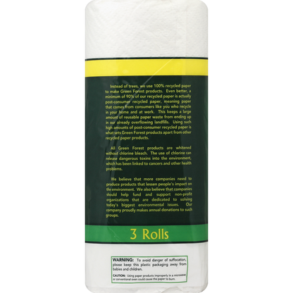Green Forest Paper Towels, 100% Recycled, Size Your Own, Two-Ply