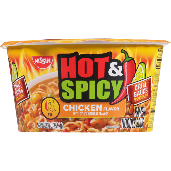 Nissin Ramen Noodle Soup, Hot &amp; Spicy, Chicken