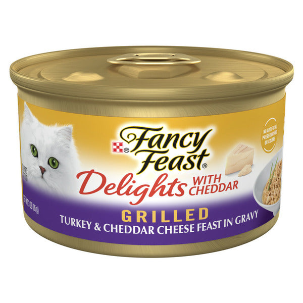 Purina Fancy Feast Gravy Wet Cat Food, Delights Grilled Turkey &amp; Cheddar Cheese Feast in Gravy