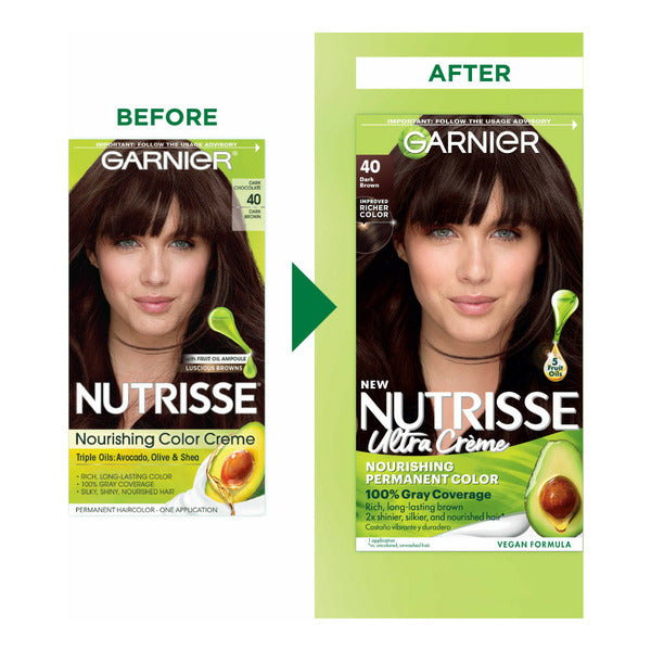 Garnier Nourishing Hair Color Creme, 40 Dark Brown (Dark Chocolate)  DestGlow