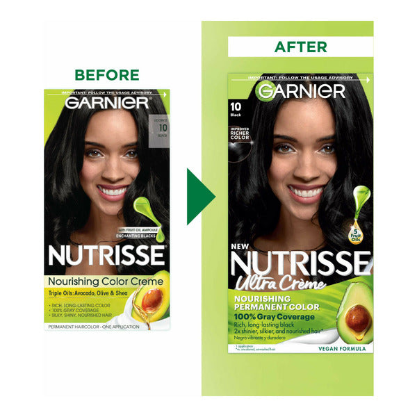 Garnier Nourishing Hair Color Creme with Five Oils, 10 Black (Licorice)