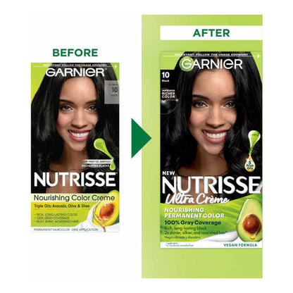 Garnier Nourishing Hair Color Creme with Five Oils, 10 Black (Licorice)