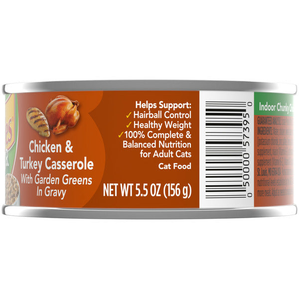 Purina Friskies Indoor Gravy Wet Cat Food, Indoor Chunky Chicken &amp; Turkey Casserole In Gravy