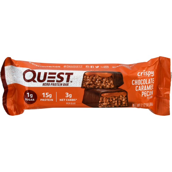Quest Protein Bar, Hero, Chocolate Caramel Pecan Flavor, Crispy  DestGlow