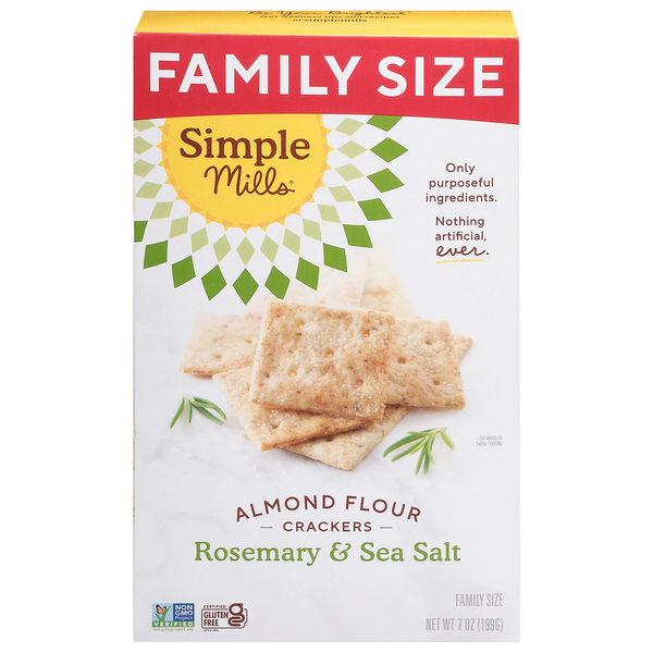 Simple Mills  Almond Flour Crackers, Rosemary &amp; Sea Salt, Family Size  DestGlow
