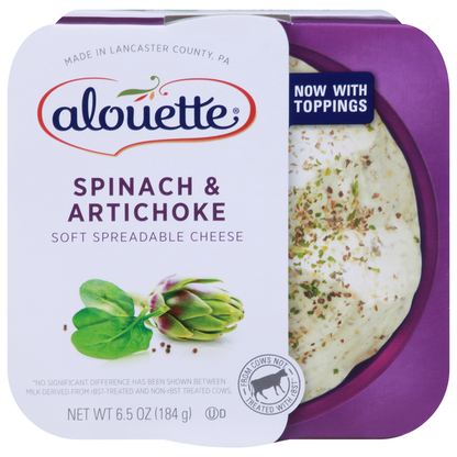 Alouette Soft Spreadable Cheese, Spinach &amp; Artichoke