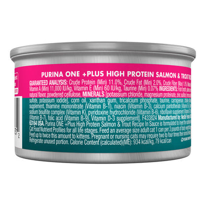 Purina ONE Natural, High Protein Cat Food, Salmon and Trout Recipe in Sauce