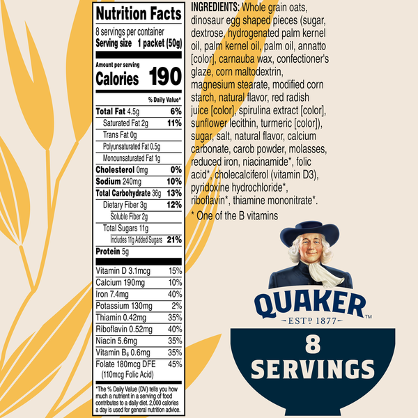 Quaker Instant Oatmeal Dinosaur Eggs Brown Sugar 1.76 Oz, 8 Count  DestGlow