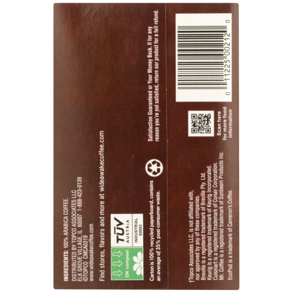Wide Awake Very Bold Roast Seattle Style Dark 100% Arabica Coffee Single Serve Pods  DestGlow