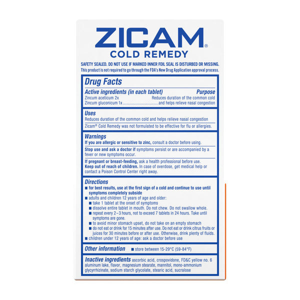 Zicam Zinc Cold Remedy Rapidmelts Quick-Dissolve Tablets Citrus Flavor Ct