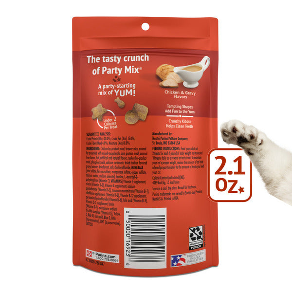 Purina Friskies Cat Treats, Party Mix Gravy-licious Crunch Chicken and Gravy Flavors