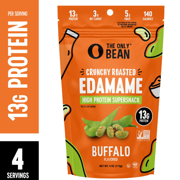 The Only Bean Crunchy Roasted Edamame Snacks (Buffalo), Healthy Gluten Free  DestGlow