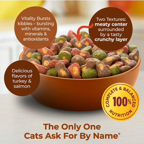 Meow Mix Tender Centers Dry Cat Food With Vitality Bursts Salmon &amp; Turkey Flavors  DestGlow