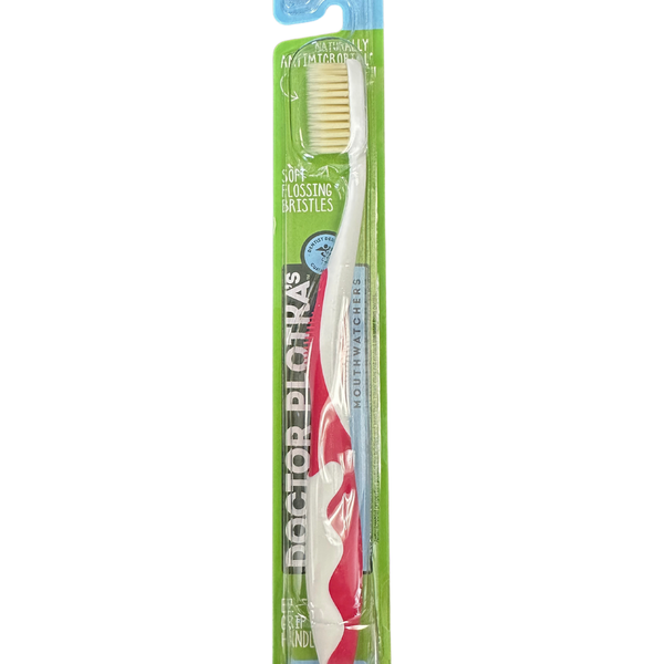 Mouth Watchers Antimicrobial Adult Red Toothbrush with Flossing Bristles  DestGlow