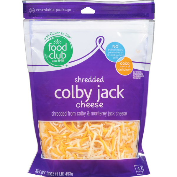 Food Club Shredded Cheese, Colby Jack  DestGlow