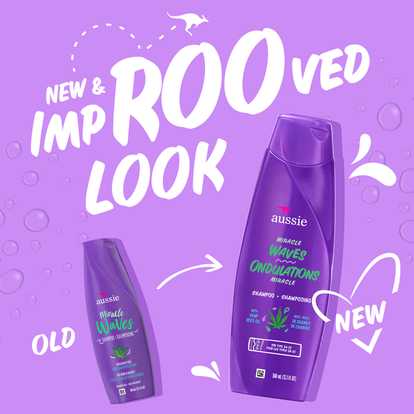 Aussie Miracle Waves Anti-Frizz Hemp Shampoo  DestGlow