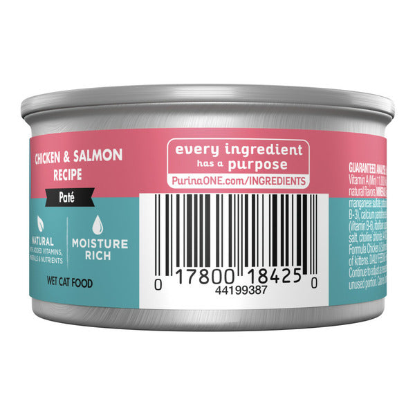 Purina ONE Grain Free, Natural Pate Wet Kitten Food, Healthy Kitten Chicken &amp; Salmon Recipe