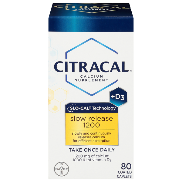 Citracal Calcium Supplement, +D3, 1200, Slow Release, Coated Caplets  DestGlow