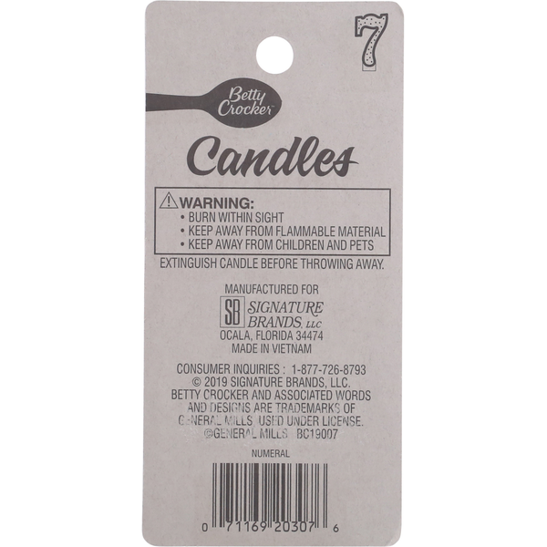 Betty Crocker Birthday Candle, Numeral 7, 3 Inch  DestGlow