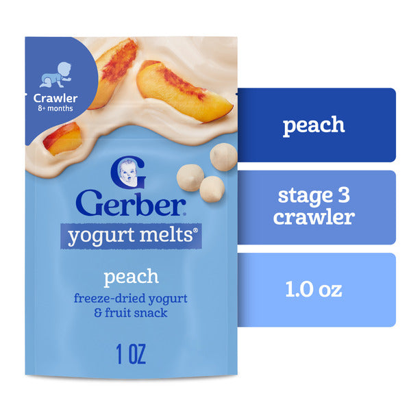 Gerber Yogurt Melts Peach Freeze-Dried Yogurt &amp; Fruit Snack  DestGlow