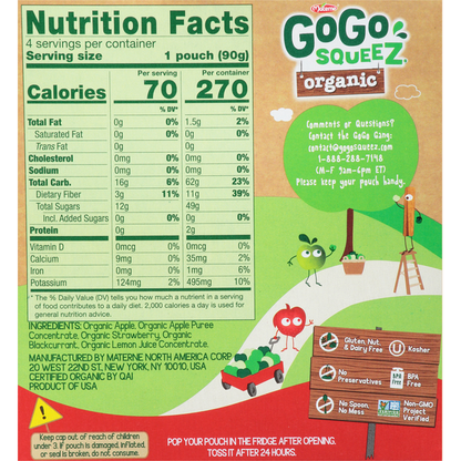 GoGo Squeez Organic Apple Strawberry Applesauce on the Go