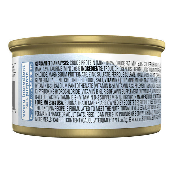 Purina Fancy Feast Grain Free Wet Cat Food Pate Gourmet Naturals Trout and Tuna Recipe  DestGlow